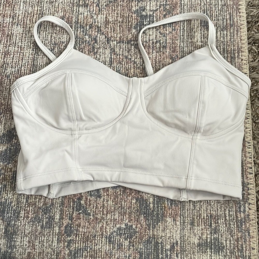 Gold hinge white cropped corset looking tank top